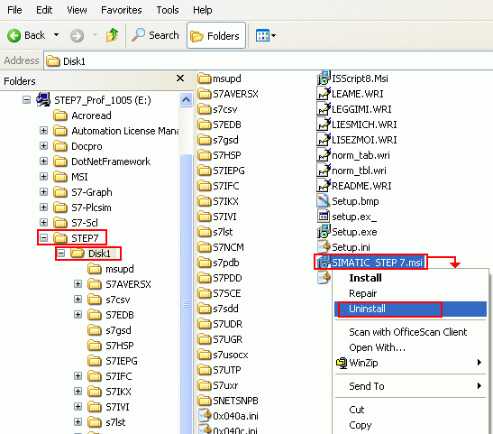 如何完全卸载 STEP7 V5.3和所有的软件包？